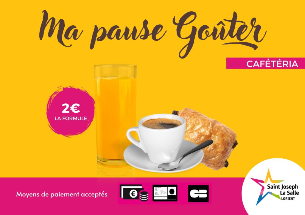 Affiche informant des nouveautés à la cafétéria de St joseph Lorient